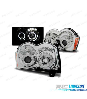 FARÓIS ANGEL EYES PARA JEEP GRAND CHEROKEE 08-10 CHROME CROMADO