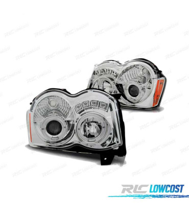 FARÓIS ANGEL EYES PARA JEEP GRAND CHEROKEE 08-10 CHROME CROMADO
