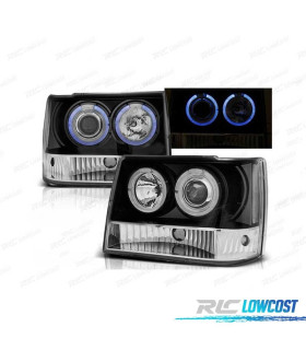 FARÓIS ANGEL EYES PARA JEEP GRAND CHEROKEE 93-98 BLACK PRETO