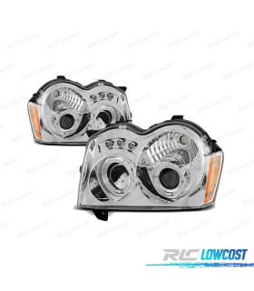 FARÓIS ANGEL EYES LED PARA JEEP GRAND CHEROKEE 05-08 CHROME CROMADO