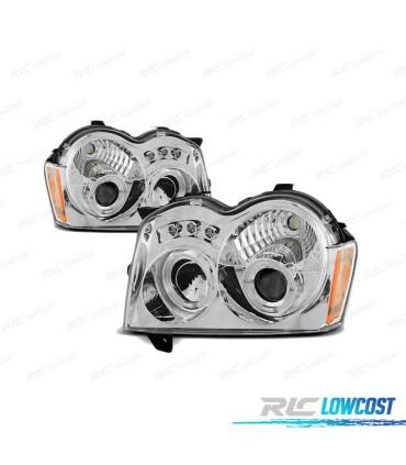 FARÓIS ANGEL EYES LED PARA JEEP GRAND CHEROKEE 05-08 CHROME CROMADO