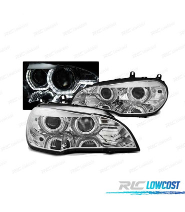 FARÓIS DE LUZ DIURNA BMW X5 E70 07-10 DRL LED CROMADOS AFS XENON
