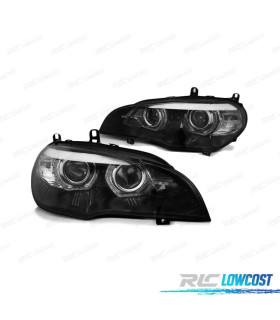 FARÓIS ANGEL EYES 3D-DRL PARA BMW X5 E70 07-10 BLACK PRETO