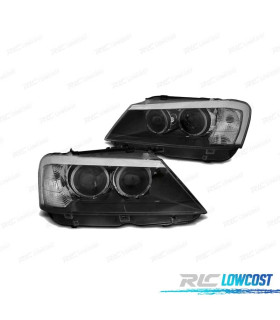 FARÓIS ANGEL EYES LED PARA BMW X3 F25 10-14 BLACK PRETO