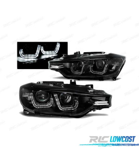 FARÓIS BMW F30 F31 11-15 LED TRU DRL PRETO