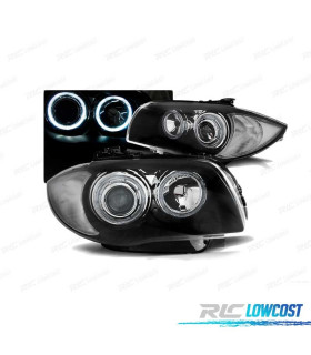 FARÓIS BMW E81 E87 E82 E88 ANGEL EYES LED PRETOS