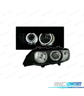 FARÓIS ANGEL EYES CCFL PARA BMW X5 E5 99-03 PRETO