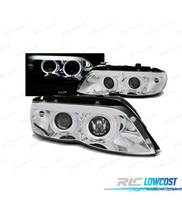 FARÓIS ANGEL EYES XENON PARA BMW X5 E53 03-06 CHROME CROMADO