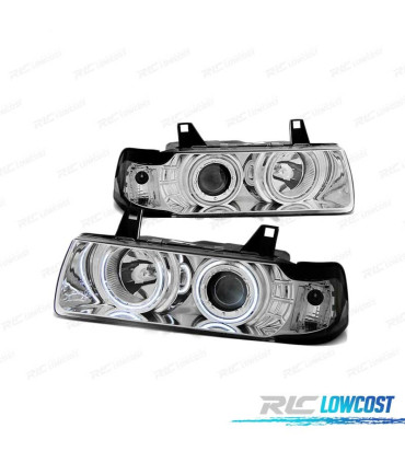 FARÓIS ANGEL EYES PARA BMW E36 90-99 S C T CROMADO
