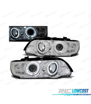 FARÓIS ANGEL EYES PARA BMW X5 E53 99-03 CHROME CROMADO