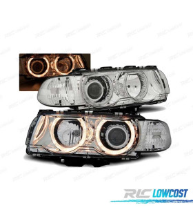 FARÓIS ANGEL EYES BMW E38 98-01 H7 H7 CHROME CROMADO