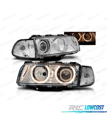 FARÓIS ANGEL EYES PARA BMW E38 94-98 H7 H7 CHROME CROMADO