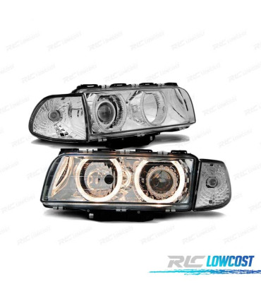 FARÓIS ANGEL EYES PARA BMW E38 94-98 H7 H7 CHROME CROMADO
