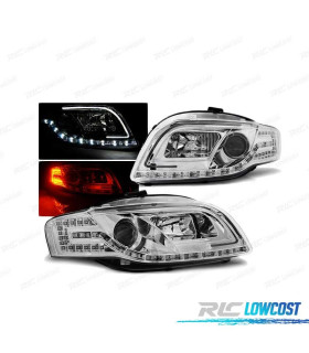 FARÓIS LED TUBE LIGHT PARA AUDI A4 B7 04-08 CROMADO