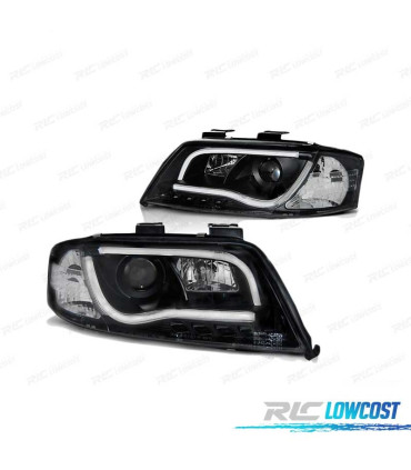 FARÓIS LED PARA AUDI A6 06.01-05.04 TRU DRL ECE-R87 PRETO