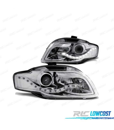 FARÓIS AUDI A4 B7 04-08 LED LUZ DIURNA CROMADOS DRL
