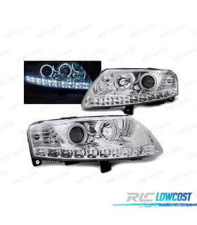 FARÓIS ANGEL EYES LED PARA AUDI A6 C6 04-08 CROMADO