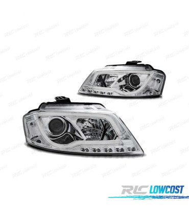 FARÓIS LED AUDI A3 8P 08-12 TRU DRL CROMADO