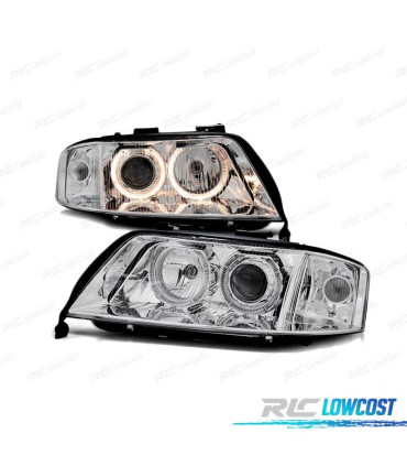 FARÓIS ANGEL EYES PARA AUDI A6 01-04 CROMADO