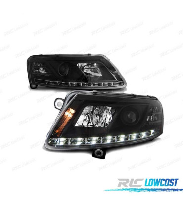 FARÓIS LED AUDI A6 C6 04-08 TRU DRL LUZ DIURNA LED PRETO XENON