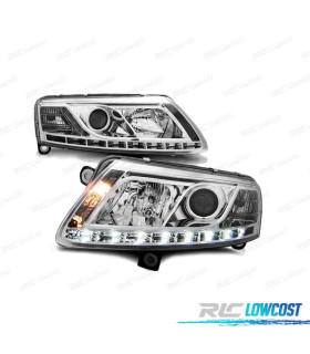FARÓIS LED AUDI A6 C6 04-08 TRU DRL CROMADO