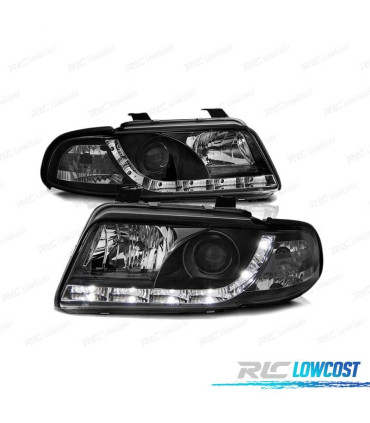 FARÓIS FRONTAIS LED AUDI A4 B5 99-00 PRETO