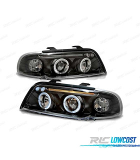 FARÓIS FRONTAIS ANGEL EYES AUDI A4 94-98 FUNDO PRETO