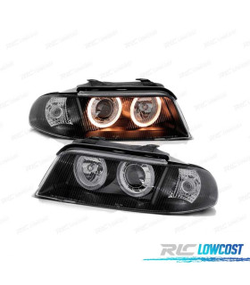 FARÓIS FRONTAIS ANGEL EYES PARA AUDI A4 99-00 BLACK PRETO
