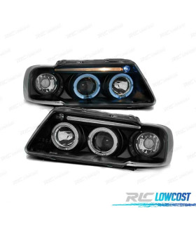 FARÓIS FRONTAIS ANGEL EYES PARA AUDI A3 8L 96-00 PRETO