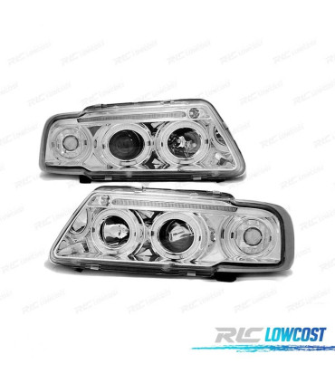 FARÓIS FRONTAIS ANGEL EYES PARA AUDI A3 8L 96-00 CROMADO