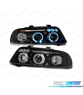 FARÓIS AUDI A4 B5 99-00 ANGEL EYES LED PRETO