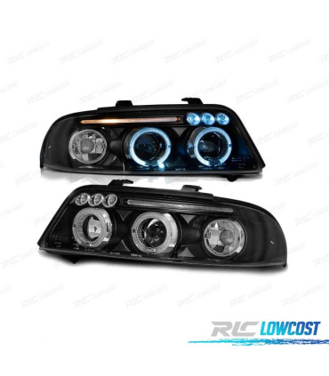 FARÓIS AUDI A4 B5 99-00 ANGEL EYES LED PRETO