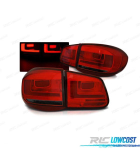 FAROLINS TRASEIROS LED PARA VOLKSWAGEN VW TIGUAN 07-11 VERMELHO FUMADO