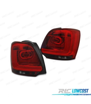 FAROLINS TRASEIROS LED VOLKSWAGEN VW POLO 6R 09-13 RED SMOKED VERMELHO FUMADO ESCURECIDO
