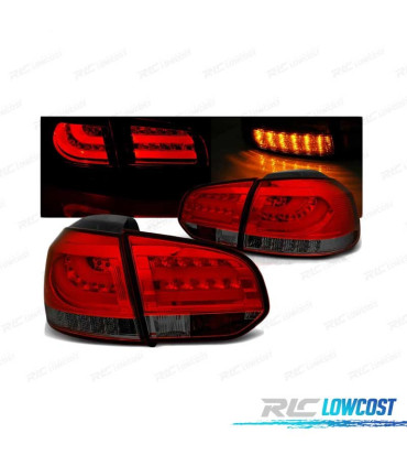 PILOTOS LED PARA VOLKSWAGEN VW GOLF 6 08-12 VERMELHO FUMÊ BARRA DE LED