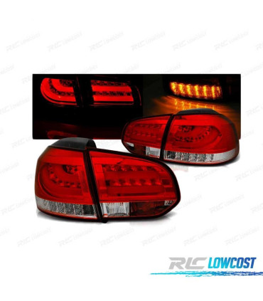 FAROLINS TRASEIROS LED PARA VOLKSWAGEN VW GOLF 6 08-12 VERMELHO BRANCO
