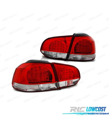 FAROLINS TRASEIROS LED PARA VOLKSWAGEN VW GOLF 6 08-12 VERMELHO BRANCO