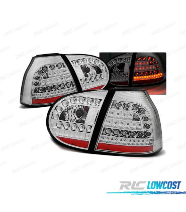 FAROLINS TRASEIROS LED PARA VOLKSWAGEN VW GOLF 5 03-09 CHROME CROMADO