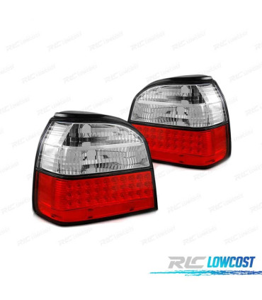 FAROLINS TRASEIROS LED VOLKSWAGEN VW GOLF 3 91-97 CRYSTAL VERMELHO