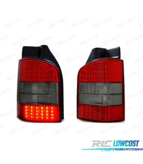 FAROLINS TRASEIROS LED VOLKSWAGEN VW T5 03-09 RED SMOKED VERMELHO FUMADO ESCURECIDO