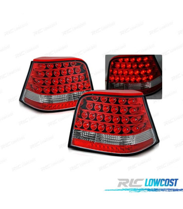 FAROLINS TRASEIROS LED PARA VOLKSWAGEN VW GOLF 4 97-03 RED CRYSTAL VERMELHO CRISTAL