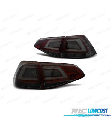 FAROLINS TRASEIROS LED PARA VOLKSWAGEN VW GOLF 7 12-17 RED SMOKED VERMELHO FUMADO ESCURECIDO
