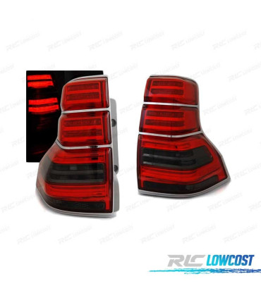 FAROLINS TRASEIROS LED PARA TOYOTA LAND CRUISER 150 09-13 RED SMOKED VERMELHO FUMADO ESCURECIDO