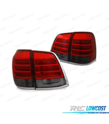 FAROLINS TRASEIROS LED PARA TOYOTA LAND CRUISER FJ200 07-15 RED SMOKED VERMELHO FUMADO ESCURECIDO