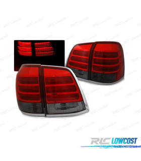 FAROLINS TRASEIROS LED PARA TOYOTA LAND CRUISER FJ200 07-15 RED SMOKED VERMELHO FUMADO ESCURECIDO