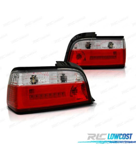 FAROLINS TRASEIROS LED PARA BMW E36 90-99 C C VERMELHO BARRA BRANCA