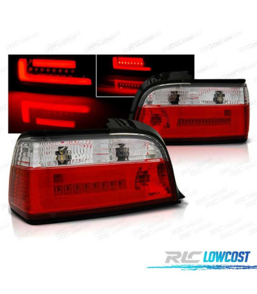 FAROLINS TRASEIROS LED PARA BMW E36 90-99 C C VERMELHO BARRA BRANCA
