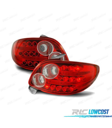 FAROLINS TRASEIROS LED PARA PEUGEOT 206 10.98- VERMELHO BRANCO