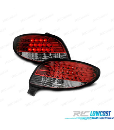 FAROLINS TRASEIROS LED PEUGEOT 206 98-09 VERMELHO TRANSPARENTE