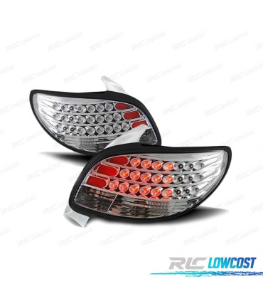 FAROLINS TRASEIROS LED PARA PEUGEOT 206 98- CHROME CROMADO